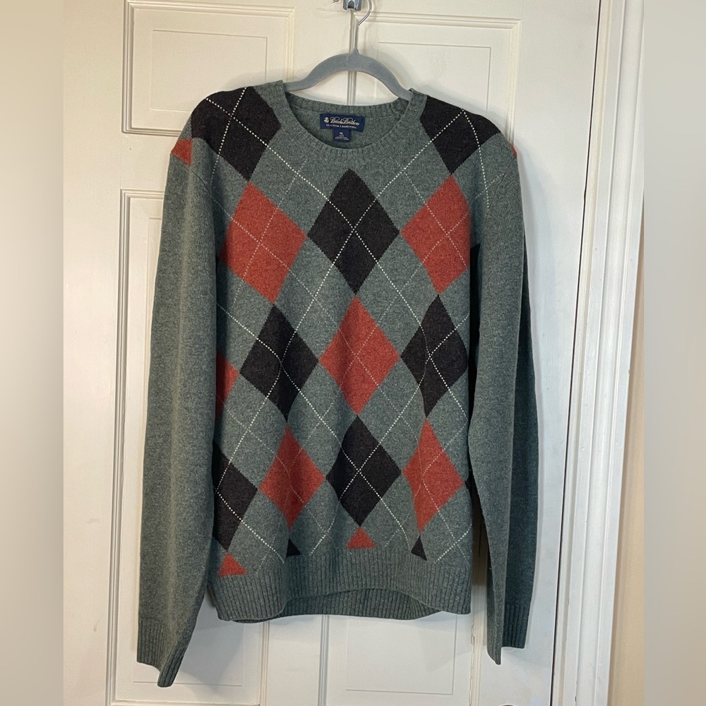 Brooks Brothers Sweater XL Green Argyle Scottish Lambswool - Picture 9 of 9
